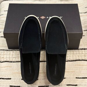 Joseph Abboud Men's Navy Loafers with White Soles Size 10.5